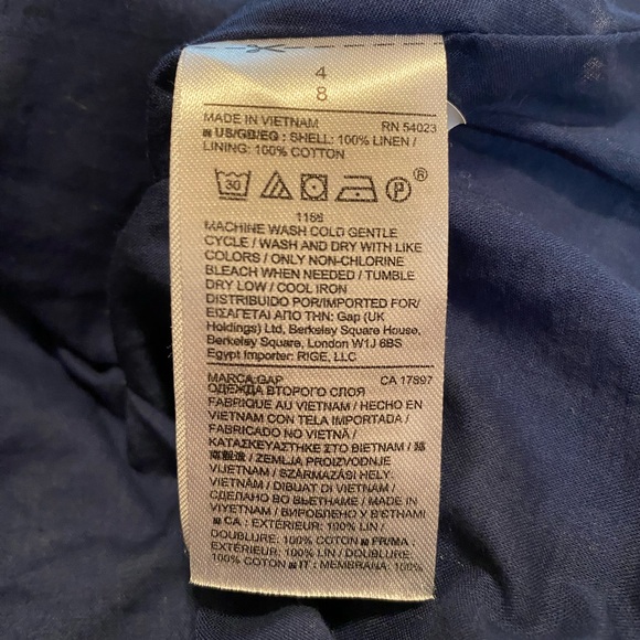 Navy and White Pattern Gap Linen Fit & Flare Dress - Picture 6 of 6